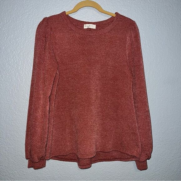 Perfect Peach Womens Crew Neck Balloon Sleeve Knitted Sweater Shirt Medium/Large - Picture 2 of 10